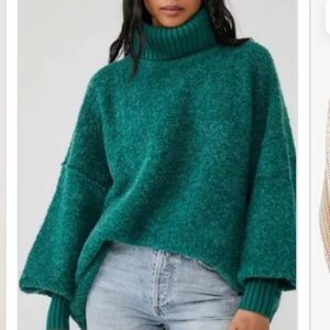 Free People Milo Pullover turtleneck sweater green medium